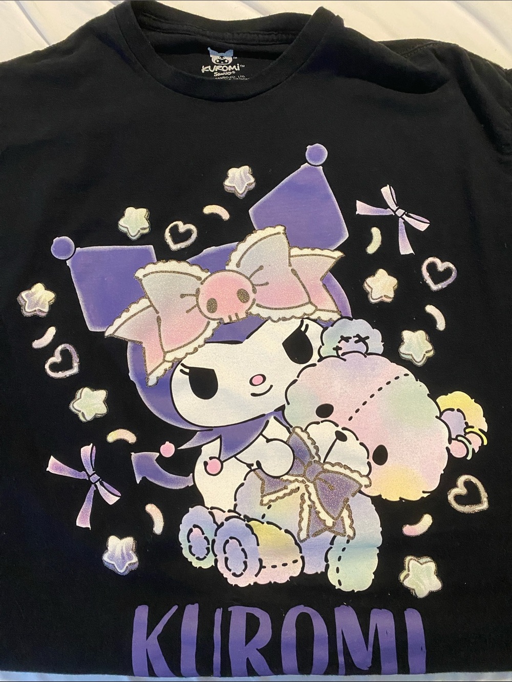 Graphic Kids Tee in Black with Pastel Accent